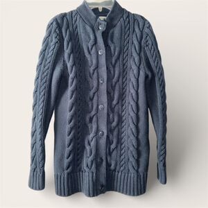 LL Bean Double L Cable Sweater, Button-Front Cardigan Women's Medium